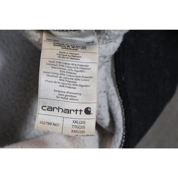 Carhartt Hoodie Mens 2XL Full Zip Relaxed Fit Sweatshirt Workwear Cotton Blend - Picture 5 of 8